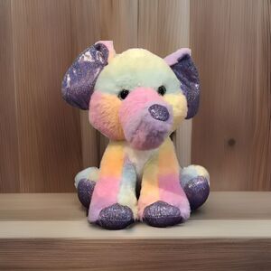 Fiesta Toys Rainbow Sherbet Elephant Plush 11" Glitter Pastel Stuffed Animal